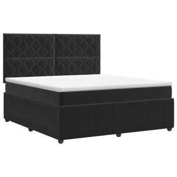 Boxspringbett mit Matratze Schwarz 180 x 200 cm Samt