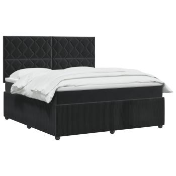 Boxspringbett mit Matratze Schwarz 180 x 200 cm Samt