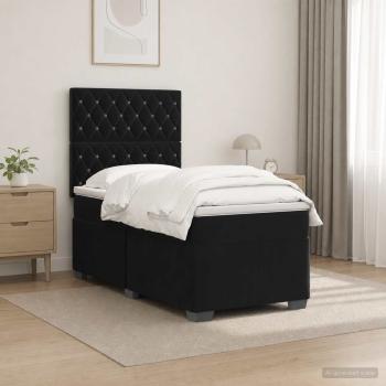 ARDEBO.de - Boxspringbett mit Matratze Schwarz 90 x 190 cm Samt