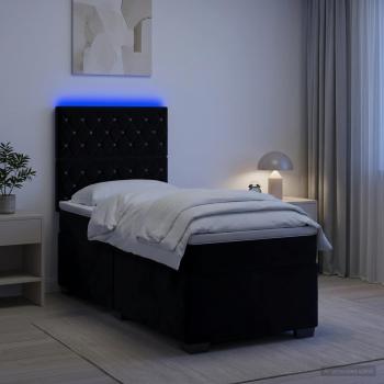 Boxspringbett mit Matratze Schwarz 90 x 190 cm Samt
