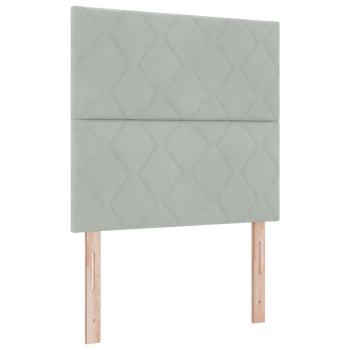 Boxspringbett mit Matratze und LED Hellgrau 90 x 190 cm Samt