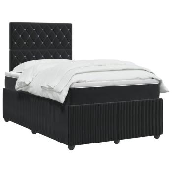 LED Boxspringbett mit Matratze Schwarz 120 x 190 cm Samt