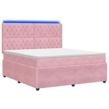 LED Boxspringbett mit Matratze Rosa 160 x 200 cm Samt