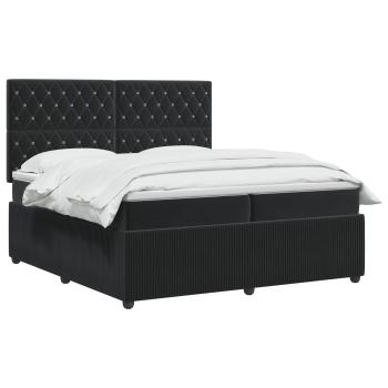 LED Boxspringbett mit Matratze Schwarz 200 x 200 cm Samt