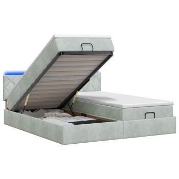 Ottoman-Bett mit Matratze und LED Hellgrau 180 x 200 cm Samt