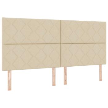 Ottoman Bett mit Matratze mit Kopfteil Creme 200 x 200 cm Stoff