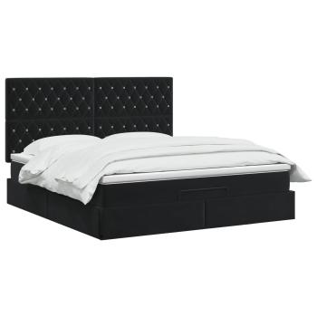 Ottoman Bett mit Matratze Schwarz 180 x 200 cm Samt