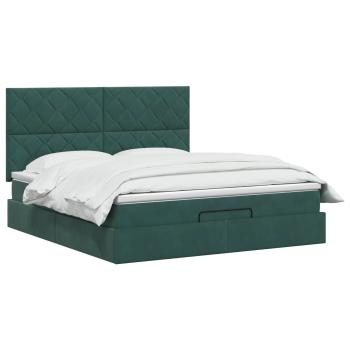 Ottoman Bett mit Matratze Dunkelgrün 180 x 200 cm Samt