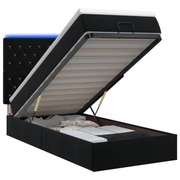 Ottoman-Bett mit Matratze und LED Schwarz 100 x 200 cm Samt