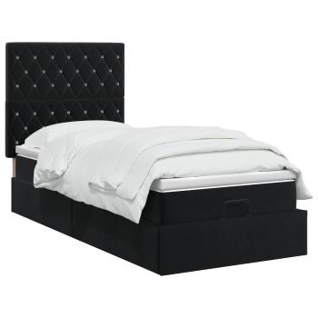 Ottoman-Bett mit Matratze und LED Schwarz 100 x 200 cm Samt