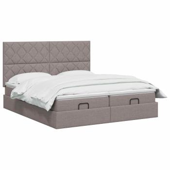 Ottoman-Bett mit Matratze und LED Taupe 180 x 200 cm Stoff
