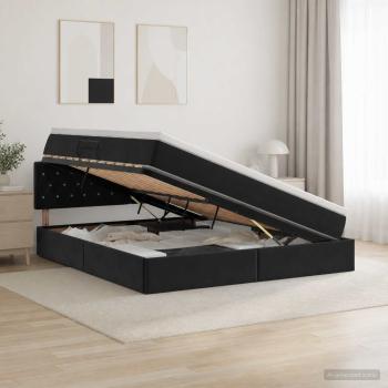 ARDEBO.de - Aufbewahrungsbett mit Kopfteil Schwarz 180 x 200 cm Samt