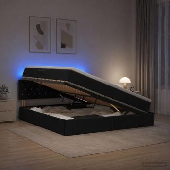 ARDEBO.de - LED-Speicherbett mit Matratze Schwarz 180 x 200 cm Samt