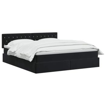 LED-Speicherbett mit Matratze Schwarz 180 x 200 cm Samt