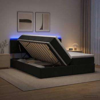 ARDEBO.de - LED-Speicherbett mit Matratze Schwarz 180 x 200 cm Samt