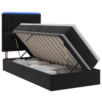 LED-Speicherbett mit Matratze Schwarz 90 x 200 cm Samt