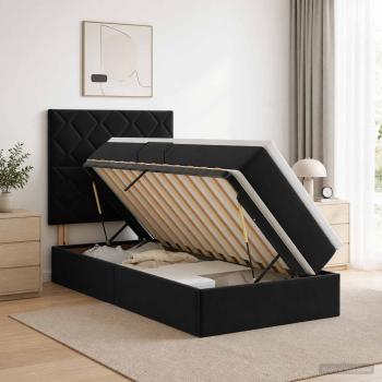 LED-Speicherbett mit Matratze Schwarz 90 x 200 cm Samt