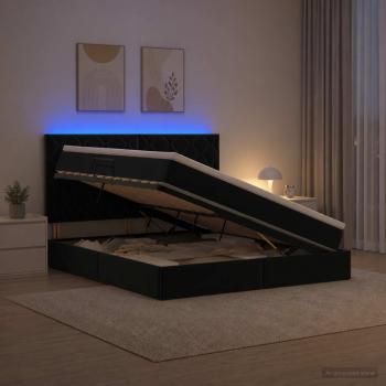 ARDEBO.de - LED-Speicherbett mit Matratze Schwarz 180 x 200 cm Samt