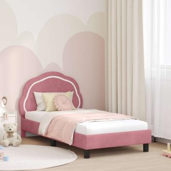 ARDEBO.de - Kinderbettgestell mit Kopfteil Rosa 80 x 160 cm Samt