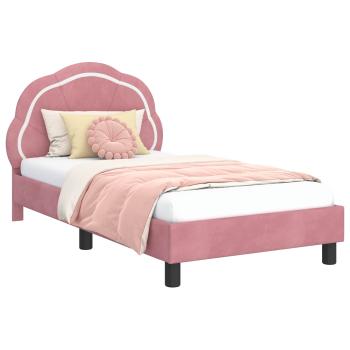 Kinderbettgestell mit Kopfteil Rosa 80 x 160 cm Samt