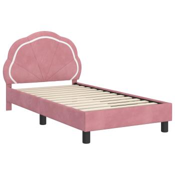 Kinderbettgestell mit Kopfteil Rosa 80 x 160 cm Samt