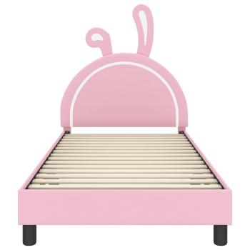 Kinderbettgestell mit Kopfteil Rosa 90 x 190 cm PU
