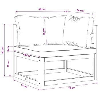 2 stk. Ecksofa mit Kissen 100 % Polyester Solid-Acacia Natur