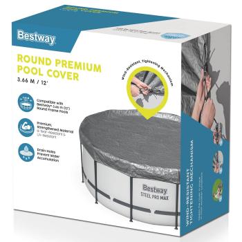 Bestway Poolabdeckung Ø3,66 m Rund Polyester Grau