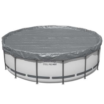 Bestway Poolabdeckung Ø4,27 m Rund Polyester Grau