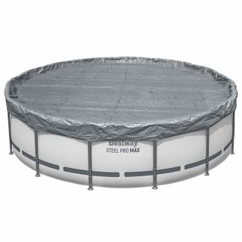 Bestway Poolabdeckung Ø4,57 m Rund Polyester Grau