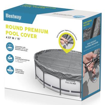 Bestway Poolabdeckung Ø4,57 m Rund Polyester Grau