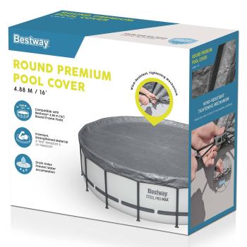 Bestway Poolabdeckung Ø4,88 m Rund Polyester Grau