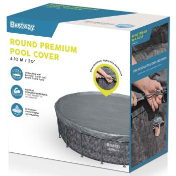Bestway Poolabdeckung Ø6,1 m Rund Polyester Grau