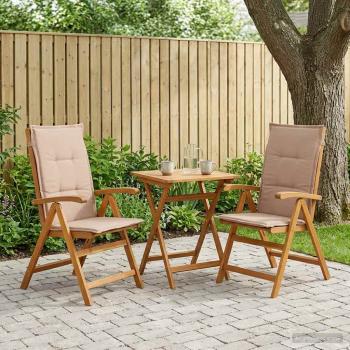 ARDEBO.de - Klappbare Gartenstühle 2 stk. Natur Massivholz Akazie hochlehner
