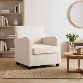 ARDEBO.de - Sessel Creme Lammfell-Imitat