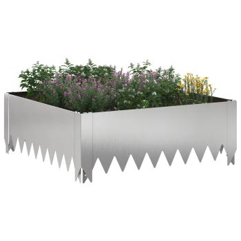 Raseneinfassung 4 stk. 60 x 60 x 20 cm Stahl Silber