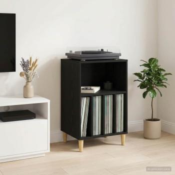 ARDEBO.de - Plattenspielerst?nder Schwarz Eichen-Optik 47 x 39,5 x 74,5 cm