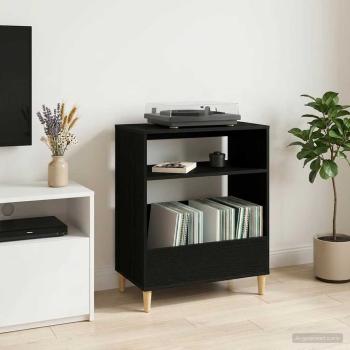 ARDEBO.de - Plattenspieler Stand Schwarz Eichen-Optik 71 x 39,5 x 83 cm