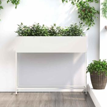 ARDEBO.de - Hochbeet Gartenpflanzer Weiß 100 x 26 x 82 cm Stahl
