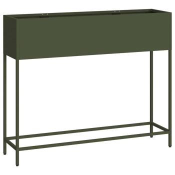 Hochbeet Gartenpflanzer Olivgrün 100 x 26 x 82 cm Stahl