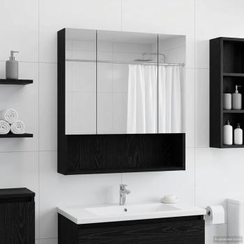 ARDEBO.de - Badezimmerspiegelschrank Schwarz Eichen-Optik 60 x 14,5 x 70 cm