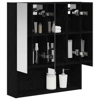 Badezimmerspiegelschrank Schwarz Eichen-Optik 60 x 14,5 x 70 cm
