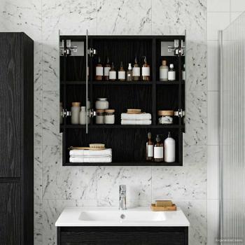 Badezimmerspiegelschrank Schwarz Eichen-Optik 60 x 14,5 x 70 cm