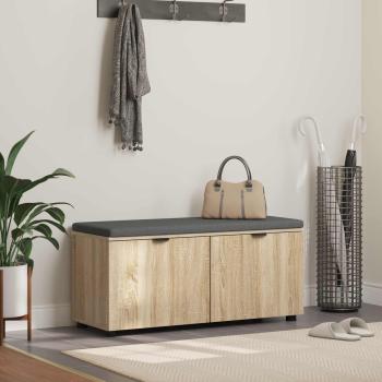 ARDEBO.de - Flurbank mit Kissen mit Regal Sonoma-Eiche 100 x 38 x 46 cm