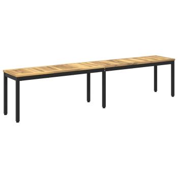 Gartenbank 201 x 35 x 45 cm Massivholz Akazie Weiß und Schwarz