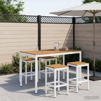 ARDEBO.de - Gartenbar-Tisch Weiß 141 x 80,5 x 105 cm Massivholz Akazie