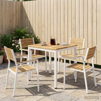 ARDEBO.de - Gartentisch Weiß 60 x 60,5 x 75 cm Massivholz Akazie