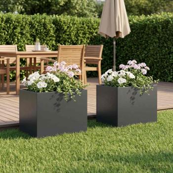 ARDEBO.de - Garten-Pflanzgefäß 2 stk. Anthrazit 40 x 30 x 30 cm