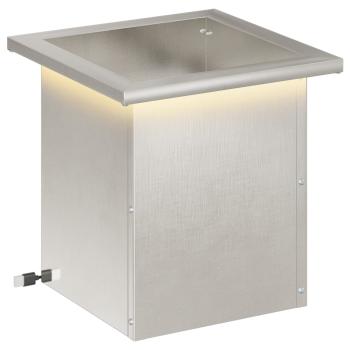 ARDEBO.de - Garten-Pflanzkübel mit LED Silber 30 x 30 x 30 cm Edelstahl