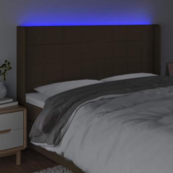 LED Kopfteil Dunkelbraun 163x16x118/128 cm Stoff